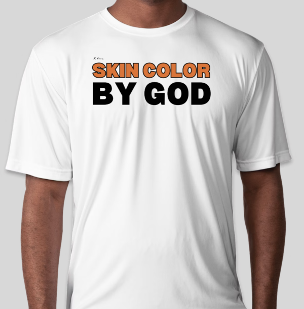 The Skin Color by God t-shirt features the revolutionary phrase on the front of the shirt. The classic BHS logo is applied to the back of the t-shirt.